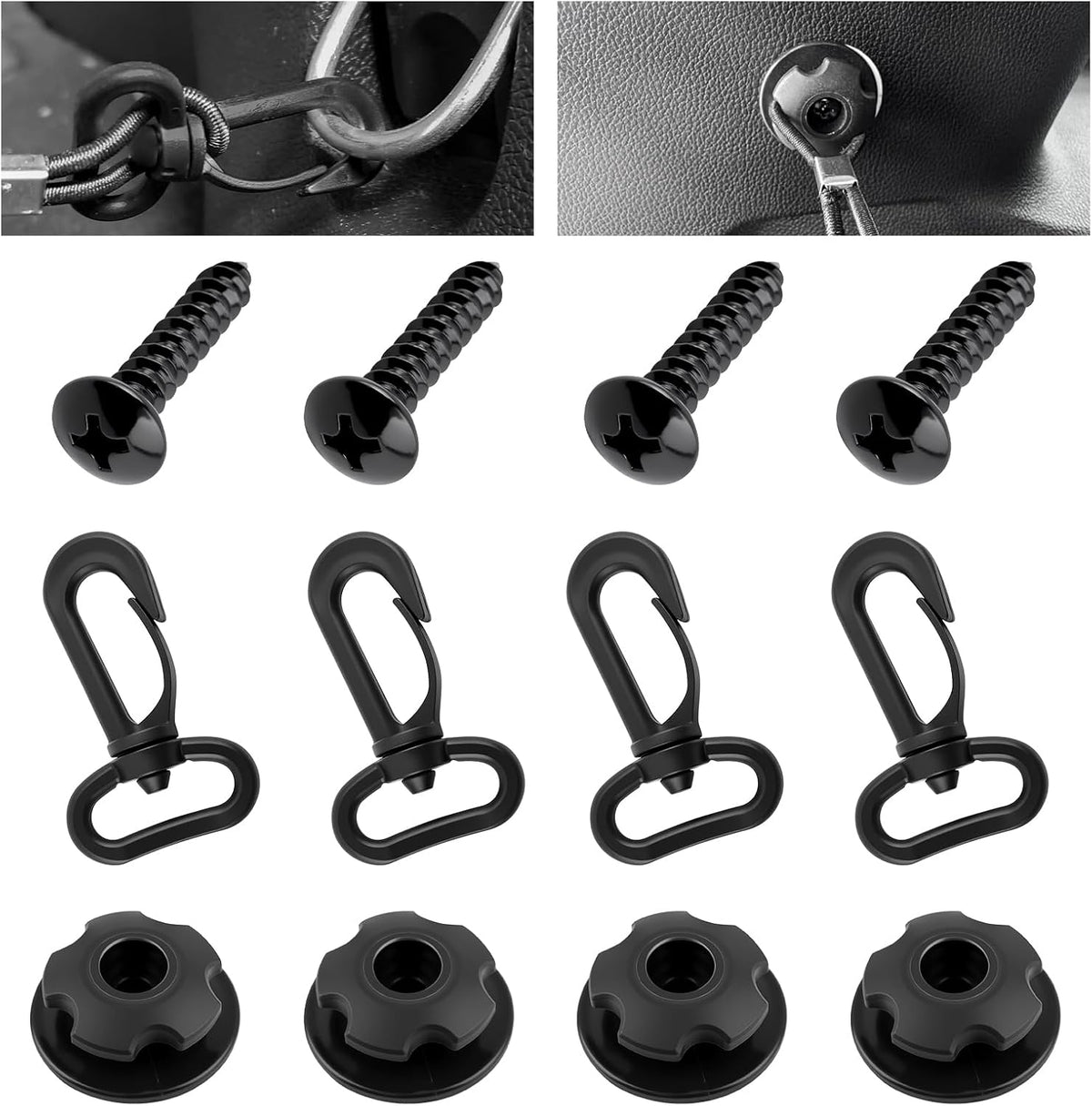 8PCS Automotive Cargo Nets Hooks, Sturdy Hook of Cargo Net for SUV with 4PCS Screw for Fixing Car Cargos Nets