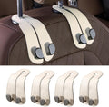Purse Hook for Car - Universal Premium Stitched Leather and Aluminum-Magnesium Alloy Double Car Seat Back Storage Hook for Purses, Handbags