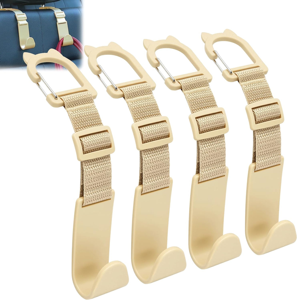Anti-drop Car Headrest Hooks 4 Pack Seat Organizer for Bags